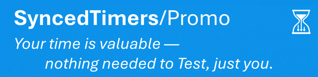 SyncedTimers promo page banner with logo